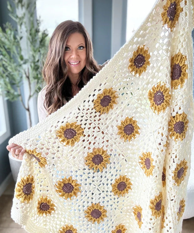 the Sunflower Granny Square Blanket CROCHET PATTERN