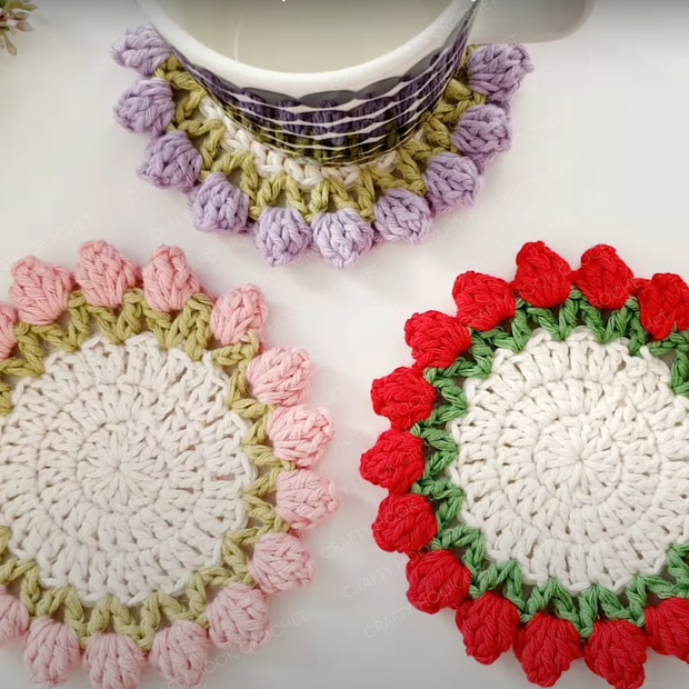 Flower Pot Coaster Set Crochet Pattern