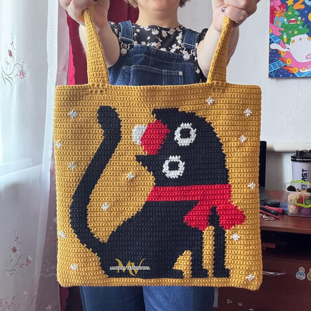 Christmas cat bag Crochet Pattern