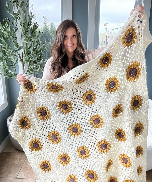 the Sunflower Granny Square Blanket CROCHET PATTERN