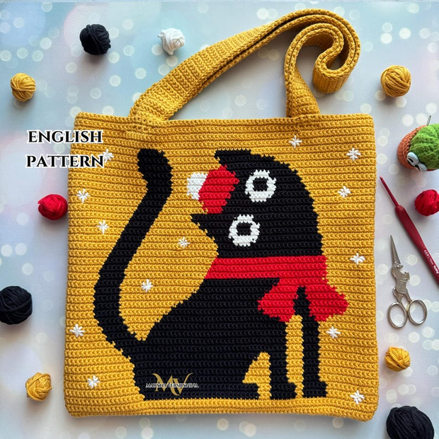 Christmas cat bag Crochet Pattern