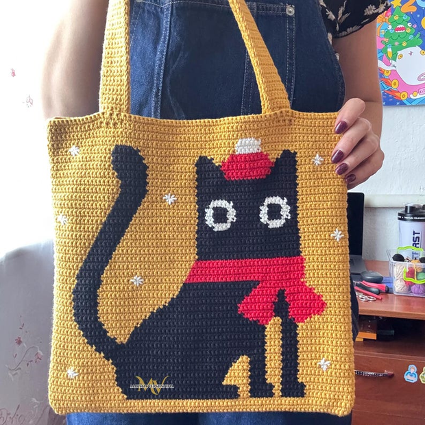 Christmas cat bag Crochet Pattern