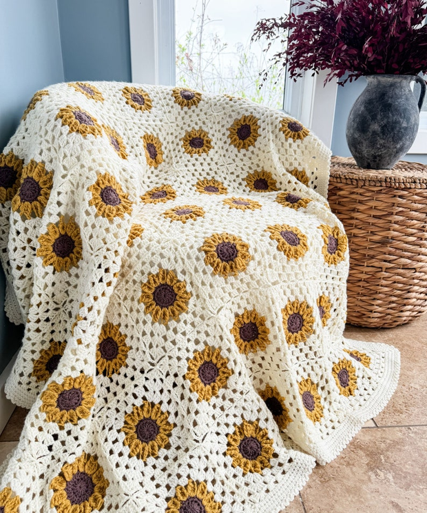 the Sunflower Granny Square Blanket CROCHET PATTERN